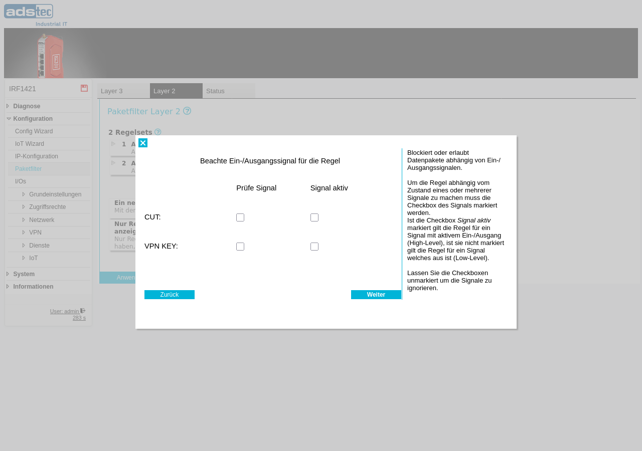 Assistent — I/O-Signale