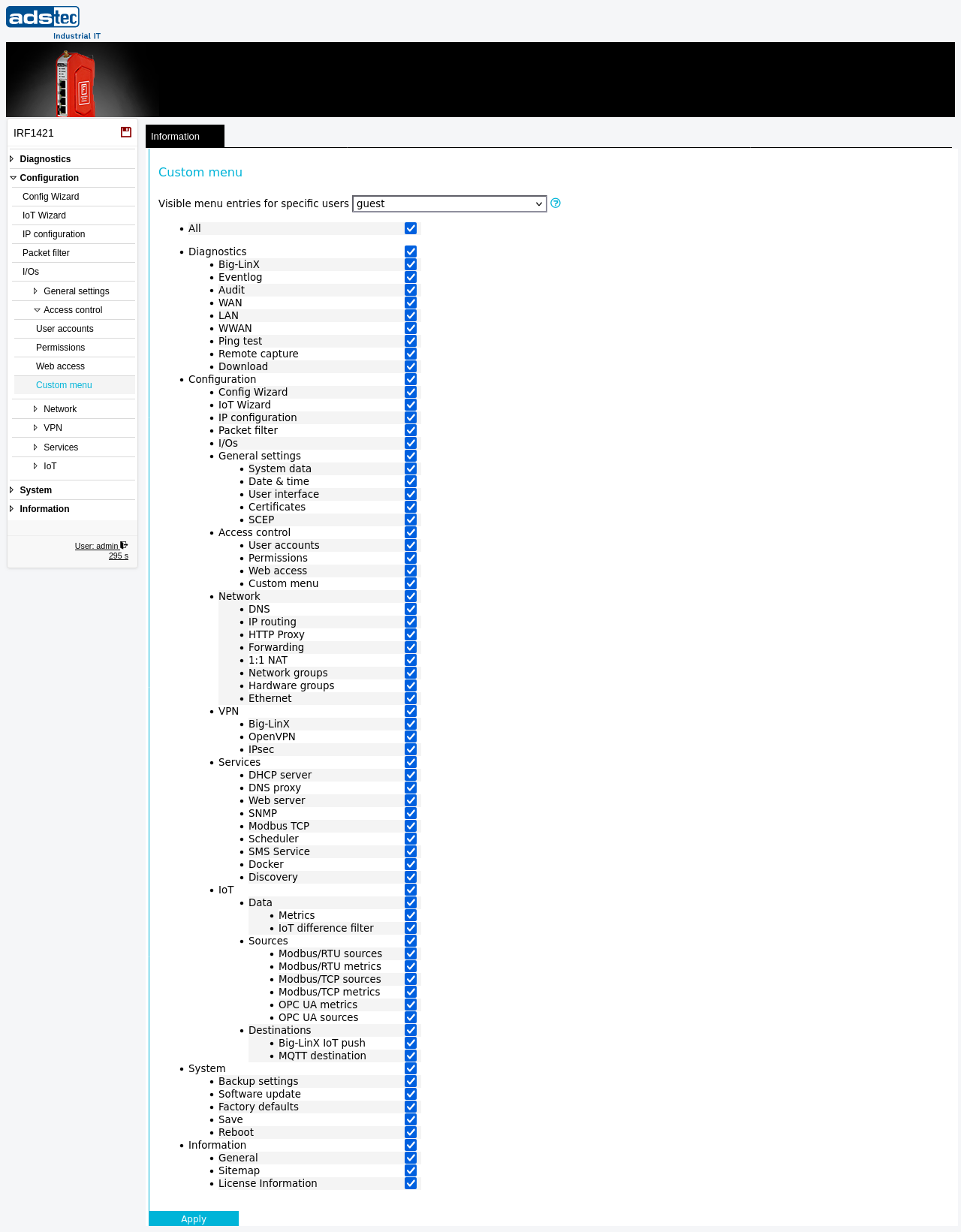 Custom menu