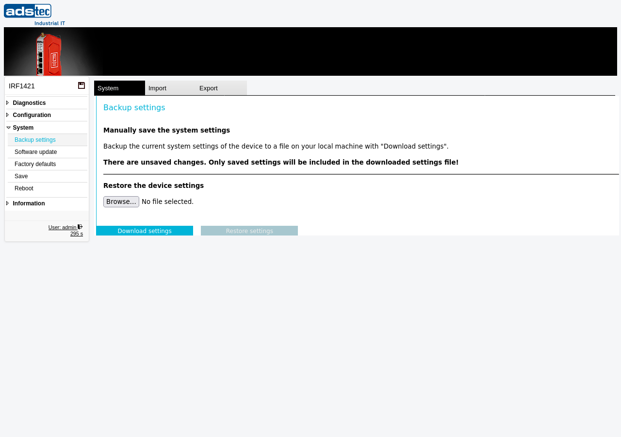 Backup settings