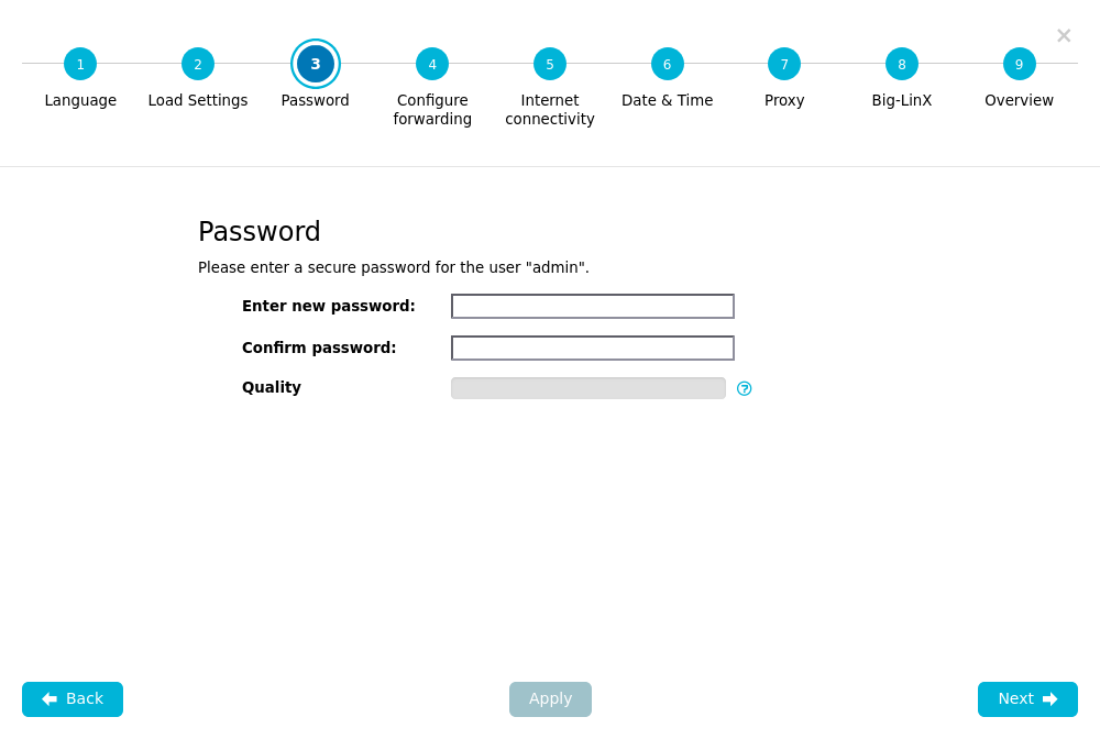 Config Wizard — Step 3: Password