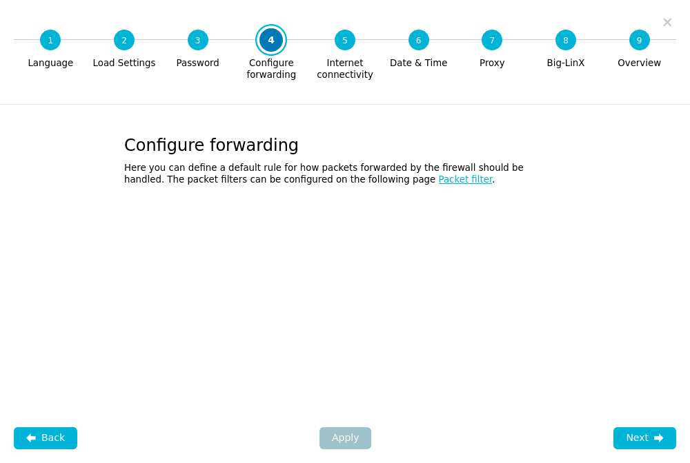 Config Wizard — Step 4: Forwarding